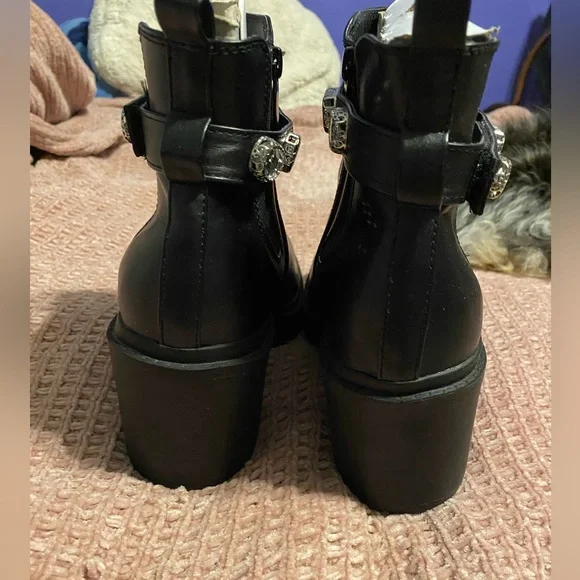 Torrid Black Ankle Boots with Crystal Belt - Picture 8 of 9